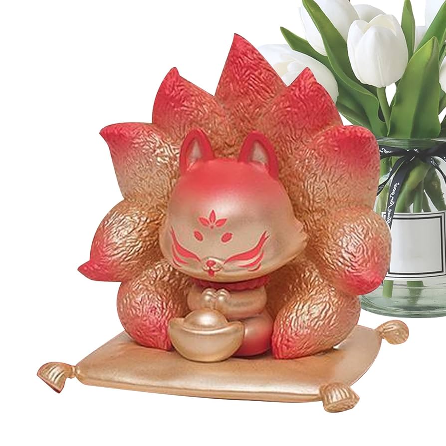 Amazon.co.jp: 九尾の狐、九尾の狐の像 - かわいい樹脂製の九尾